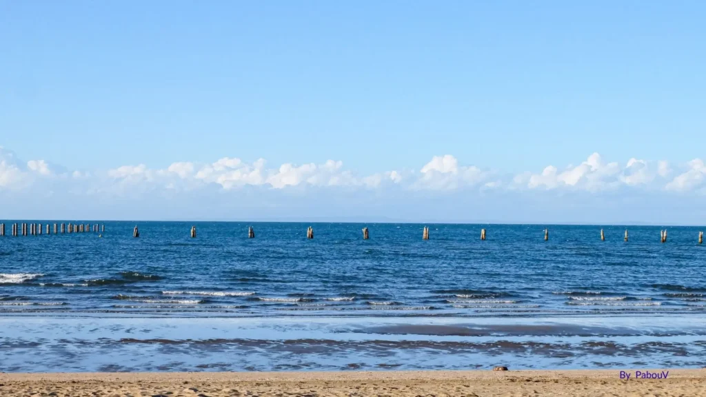 Shorncliffe Beach and iconic pier on Brisbane’s bayside with calm waters, foreshore parks, and walking paths