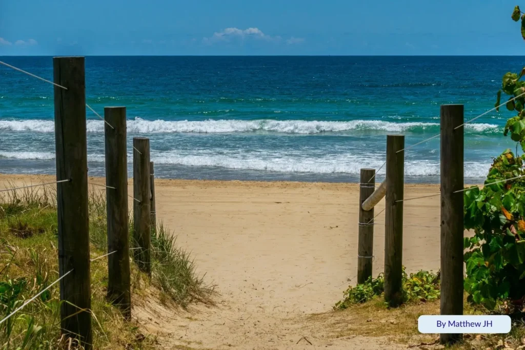 Sandy beach access path leading to the ocean at Maroochydore Beach, Sunshine Coast