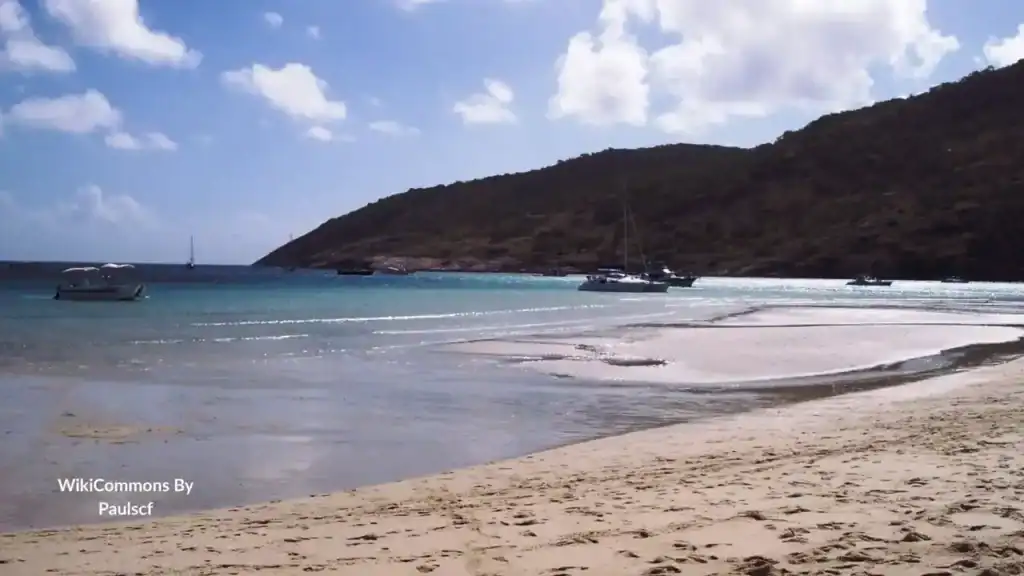 Yachts moored off the beach of a private island Great Barrier Reef