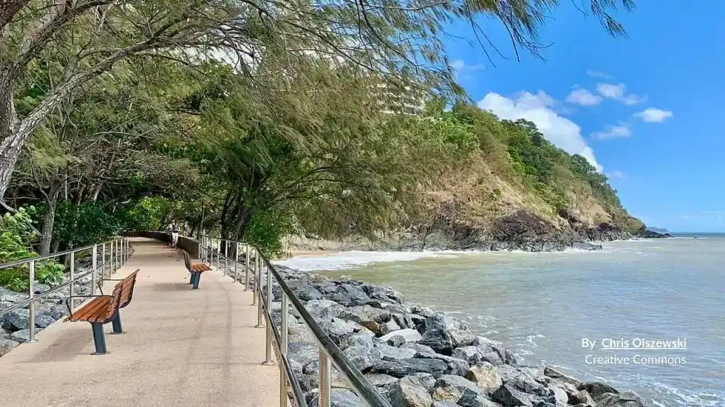 Yorkeys Knob esplanade pathway along the rock wall and beach