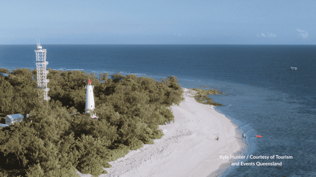 Lighthouse on Lady Elliot Island above the coral cay beach in Queensland
