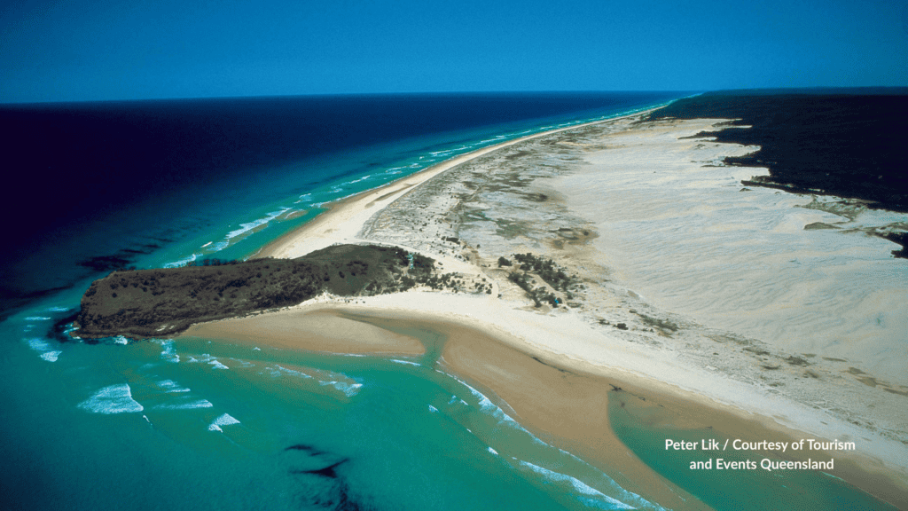 Aerial view of Indian Head Tukkee Wurroo on K'gari Queensland