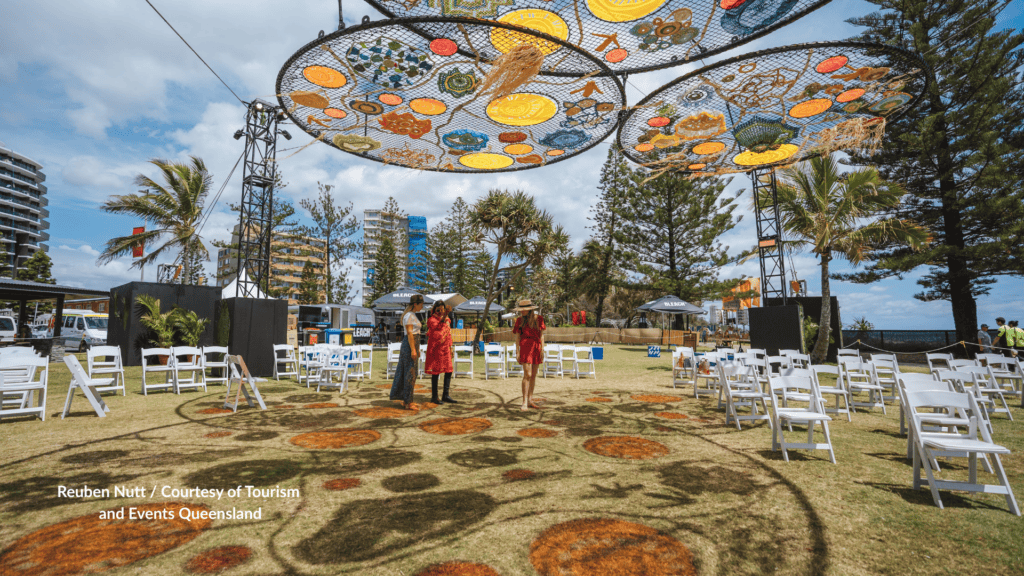 Bleach Festival art installation on the foreshore at Burleigh Heads Beach Gold Coast Queensland