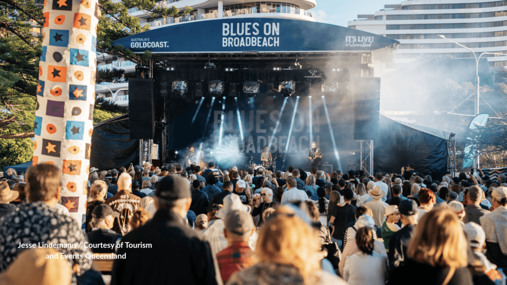Crowd at the Blues on Broadbeach festival stage on the Gold Coast Queensland