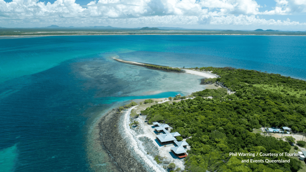 Camp Island Lodge, Queensland surrounded by crystal clear turquoise water