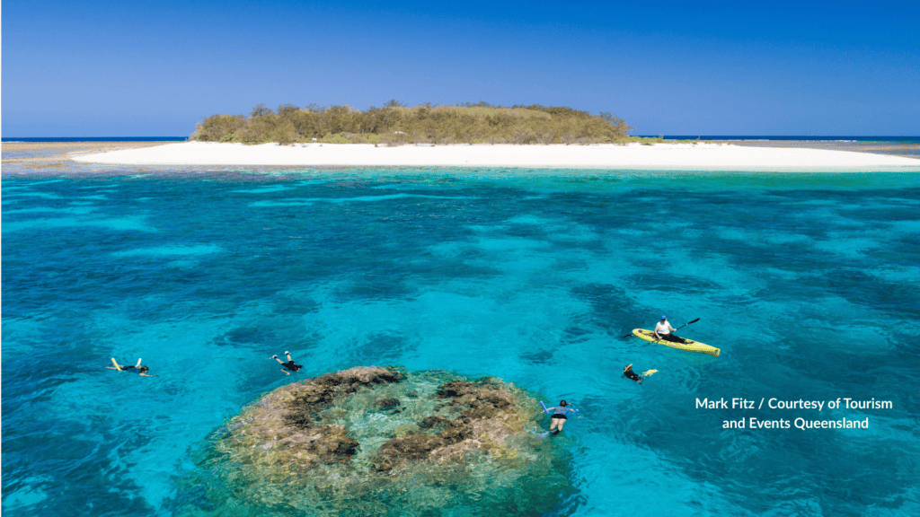 Wilson Island snorkelling over the reef beside the coral cay Queensland